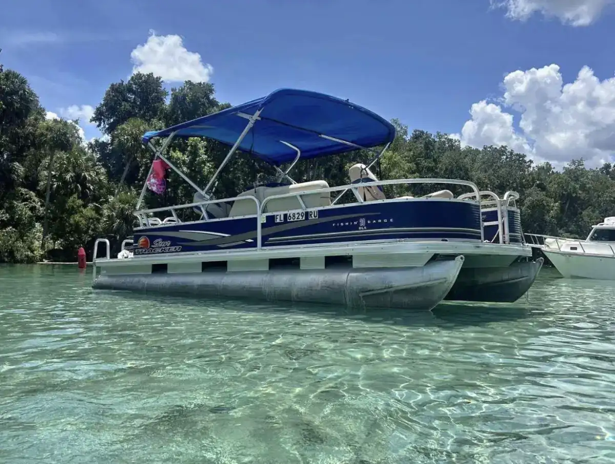 Family swimming off the pontoon with included water gear